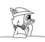 bandanna clothing cutlery earth_pony emerald_jewel_(colt_quest) equid equine fan_character feathers feral ficficponyfic fork hasbro hat headgear headwear horse kerchief kitchen_utensils male mammal monochrome my_little_pony pony simple_background solo tools young young_feral young_male