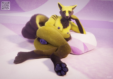 animal_genitalia animal_vulva canine_genitalia canine_vulva genitals inner_ear_fluff pawpads paws qr_code tuft vulva conditional_dnp ev3d canid canine mammal 3d_(artwork) digital_media_(artwork) hi_res