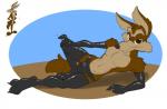 anthro bulge clothing latex legwear looking_at_viewer male pose reclining solo speedo stockings swimwear spotty_the_cheetah looney_tunes warner_brothers wile_e._coyote canid canine canis coyote mammal pinup