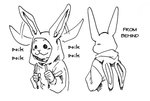 anthro clothed clothing female hoodie simple_background smile solo text topwear white_background cronch_potato beastars haru_(beastars) domestic_rabbit dwarf_rabbit lagomorph leporid mammal oryctolagus rabbit black_and_white english_text hi_res monochrome