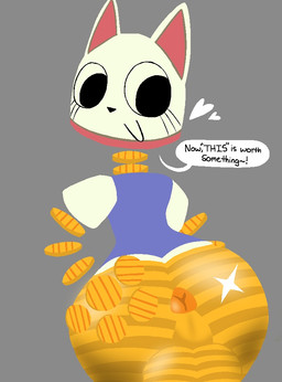 anthro anus balls big_balls big_butt black_nose blue_clothing blue_shirt blue_topwear bottomless butt clothed clothing coin collar dialogue femboy floating_arms floating_head genitals gold_(metal) gold_coin grey_background hand_on_butt heart_symbol huge_butt looking_back looking_down male orange_anus perineum presenting presenting_hindquarters red_collar red_inner_ear shirt simple_background smile solo speech_bubble striped_body stripes text topwear whiskers white_clothing white_shirt white_topwear wide_hips yellow_balls yellow_body yellow_perineum pinap_juice ena:_dream_bbq ena_(series) kane_(ena) animate_inanimate domestic_cat felid feline felis living_coin mammal 2025 english_text