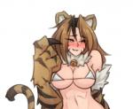 abs bell big_breasts bikini blush breasts brown_body brown_fur brown_hair clothing female fur hair looking_at_viewer monster_girl_(genre) navel smile solo stripes swimwear two-piece_swimsuit monorus monster_girl_encyclopedia jinko_(mamono_girl_lover) animal_humanoid felid felid_humanoid humanoid mammal mammal_humanoid pantherine pantherine_humanoid tiger_humanoid