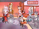 anthro asian_clothing clothing east_asian_clothing fundoshi group hot_spring japanese_clothing male onsen underwear water young young_anthro young_male bolzan_(artist) coyot_(lombax1) hutz_(hutz) kota_(kotafen) sar_wolf_(sar_emowolf) zelminax 4:3