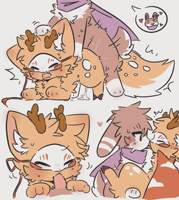 ambiguous_gender ambiguous_penetration anthro blush bodily_fluids brown_body brown_fur cheek_tuft chest_tuft cloak cloak_only clothing cum cum_drip cum_inside doggystyle dripping duo facial_tuft fluffy fluffy_tail french_kissing from_behind_position from_front_position fur fur_markings genital_fluids heart_symbol hooves horn inner_ear_fluff kissing looking_pleasured male male/ambiguous markings mask mostly_nude multicolored_body multicolored_fur open_mouth oral oral_penetration paws penetration scar scarf scarf_only sex shaking simple_background sweat sweatdrop tail tongue tongue_out tremble_spikes trembling tuft two_tone_body two_tone_fur white_body white_fur coriander303 asian_mythology chinese_mythology east_asian_mythology fabulous_beasts fenz_(studio) mythology sibuxiang_the_deer_(fabulous_beasts) tuye_(fabulous_beasts) deer lagomorph mammal moon_rabbit colored hi_res