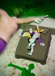 anthro bed blush bottomwear chest_tuft clothing duo female furniture gloves green_hair hair handwear jumping looking_scared male male/female motion_blur on_bed pillow raised_arm shadow skirt tail tongue tongue_out tuft aznyan bandai_namco batman_(series) dc_comics digimon renamon_(dogzeela) the_joker canid digimon_(species) human mammal renamon 3d_(artwork) absurd_res digital_media_(artwork) hi_res meme