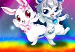 albino anthro blue_hair cherry_blossom chest_tuft dancing duo female flower fur hair jewelry long_ears male necklace paws plant prunus_(flower) semi-anthro standing tuft white_body white_fur mrsorange jewelpet sanrio sega sega_fave granite_(jewelpet) ruby_(jewelpet) felid hare japanese_hare lagomorph leporid lion mammal pantherine hi_res