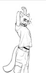 anthro black_line_art bottomwear clothed clothing eyebrow_through_hair eyebrows eyes_closed facial_hair fingers fist fur hair male midriff navel open_mouth pants raised_arm raised_clothing raised_shirt raised_topwear shirt short_hair simple_background snout solo standing stretching tail three-quarter_view tired topwear translucent translucent_hair whiskers white_background winterfrost canid canine canis domestic_dog mammal 2025 black_and_white digital_drawing_(artwork) digital_media_(artwork) hi_res monochrome portrait three-quarter_portrait