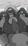 2020 blueblu forest generation_1_pokemon generation_5_pokemon genitals group hi_res looking_at_another looking_at_partner male male/male nintendo obese overweight palpitoad penis plant pokemon pokemon_(species) sandshrew shiny_pokemon simple_background size_difference standing tree