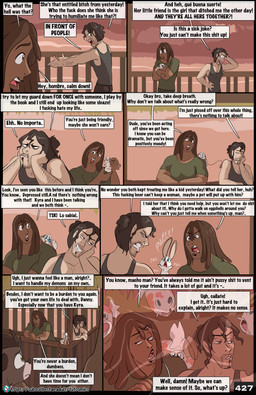 anthro blue_eyes brown_eyes brown_hair dialogue female fur group hair human_focus male outside profanity tail tail_tuft tan_body tan_fur text trio tuft water fuf carlos_(fuf) dan_(fuf) flint_(fuf) tesla_(fuf) aquatic bandicoot cyprinid cypriniform fish goldfish human mammal marsupial mustelid musteline true_musteline weasel absurd_res comic english_text hi_res