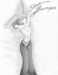 anthro armpit_hair body_hair clothing ear_piercing male nipples piercing solo undressing wred thumper_(wred) lagomorph leporid mammal rabbit 2009 absurd_res greyscale hi_res monochrome sketch