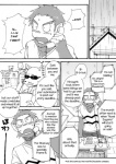 anthro canid canine canis clothing comic cotton_(artist) dialogue domestic_dog english_text fur haplorhine male mammal monkey monochrome noguchi primate text tooboe_bookmark
