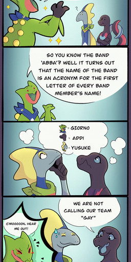 ambiguous_gender anthro black_arms black_body black_tail blue_body blush dialogue green_arms green_body group happy multicolored_body multicolored_tail open_mouth open_smile question_mark red_body red_tail scarf smile speech_bubble tail text trio snowflake-sage nintendo pokemon generation_3_pokemon generation_7_pokemon generation_8_pokemon inteleon pokemon_(species) salazzle sceptile comic english_text hi_res