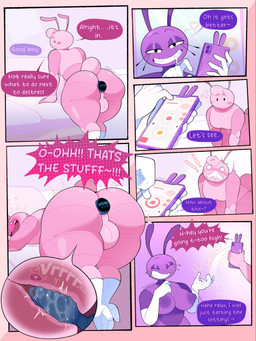 anal anal_penetration antennae_(anatomy) anthro backsack balls big_breasts blush breasts buttplug buttplug_in_ass buttplug_insertion dialogue duo eyelashes genitals male object_in_ass penetration pink_body pink_skin plug_(sex_toy) plug_insertion purple_body purple_skin rotating_butt_plug_(toy) sex_toy sex_toy_in_ass sex_toy_insertion text thick_thighs toy_in_ass wide_hips dozighost josie_(dozighost) sheri_(dozighost) ant arthropod humanoid hymenopteran insect comic english_text hi_res tagme