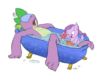 anthro bath duo female feral fur hair partially_submerged purple_body purple_eyes purple_fur purple_hair simple_background sleeping tail water young young_anthro carniscorner asian_mythology chinese_mythology east_asian_mythology friendship_is_magic hasbro my_little_pony mythology fan_character spike_(mlp) dragon equid equine horse hybrid kirin mammal mythological_creature mythological_scalie pony scalie daughter_(lore) father_(lore) father_and_child_(lore) father_and_daughter_(lore) parent_(lore) parent_and_child_(lore) parent_and_daughter_(lore)