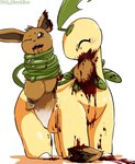3_toes arms_tied bayleef bite black_nose blood blood_in_mouth blood_on_body blood_on_face blood_splatter bodily_fluids bound brown_body brown_eyes brown_fur duo eevee eyes_closed fangs feet female feral fur generation_1_pokemon generation_2_pokemon gore gore_focus guts half-closed_eyes hard_vore healer_(straviios) hisashino imminent_death male missing_ear missing_leg narrowed_eyes nintendo open_mouth organs pale_body paws plant pokemon pokemon_(species) simple_background tan_body tan_fur tears tears_of_pain teeth toes tongue vines vore white_background