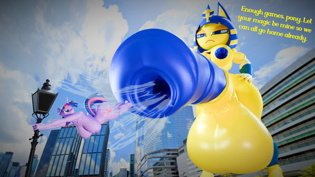 animal_genitalia animal_penis anthro areola balls big_balls big_breasts big_penis blue_hair blue_penis breasts butt city city_background cock_vore cutie_mark dialogue duo equine_genitalia equine_penis erection female fur gaping gaping_urethra genitals gynomorph hair holding_on horn huge_balls huge_breasts huge_penis hyper hyper_balls hyper_genitalia hyper_penis intersex intersex/female macro mismatched_genitalia mismatched_penis multicolored_hair nipples nude penile penis purple_body purple_hair size_difference suction tail text thick_thighs urethra vacuum_penis vacuum_vore vore yellow_body cryowolf9 animal_crossing friendship_is_magic hasbro my_little_pony mythology nintendo ankha_(animal_crossing) twilight_sparkle_(mlp) domestic_cat equid equine felid feline felis mammal mythological_creature mythological_equine unicorn 16:9 3d_(artwork) blender_(artwork) digital_media_(artwork) english_text hi_res widescreen