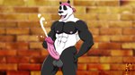 abs anthro balls biped black_body black_fur black_nose blurred_background bodily_fluids bottomless bottomless_anthro bottomless_male brick_wall clothed clothing cum ejaculation eyes_closed front_view fur genital_fluids genitals hand_on_leg hand_on_own_leg hand_on_own_penis hand_on_penis kerchief kerchief_only looking_pleasured male masturbation multicolored_body multicolored_fur muscular muscular_anthro muscular_male navel nipples open_mouth open_smile penis pink_kerchief pink_nipples pink_tongue smile solo standing teeth tongue tongue_out two_tone_body two_tone_fur vein veiny_penis wall_(structure) white_body white_fur fabfelipe bear giant_panda mammal 2014