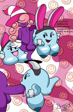 balls big_breasts big_penis blue_body bodily_fluids breasts clitoris clothing dialogue erection eyelashes fake_cat_ears fake_ears fake_rabbit_ears fellatio female female_penetrated genitals ghost_tail gloves group gynomorph gynomorph/female gynomorph_penetrating gynomorph_penetrating_female hair handwear hat headgear headwear intersex intersex/female intersex_penetrating intersex_penetrating_female legless nervous nude nude_female nude_gynomorph oral oral_penetration penetration penile penis penis_in_mouth pink_hair purple_body purple_skin saliva saliva_on_penis sex smile text tongue tongue_out tongue_out_fellatio trio vulva witch_hat breadxhell mario_bros nintendo paper_mario paper_mario:_the_thousand_year_door lahla_(mario) peeka_(mario) vivian_(mario) boo_(mario) ghost humanoid shadow_siren spirit waddling_head 2024 absurd_res artist_name english_text hi_res signature trans_(lore) trans_woman_(lore)