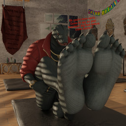 anthro balls big_balls big_feet big_penis detailed_background feet foot_fetish foot_focus genitals humanoid_feet hyper hyper_genitalia jewelry lightened_soles looking_at_viewer male nude penis plantigrade red_eyes soles solo student teacher teacher_and_student teasing teasing_viewer text toes yoga yoga_mat vikvillince okamical_(modeler) epic_games fortnite thunder_(fortnite) lizard reptile scalie 1:1 3d_(artwork) absurd_res digital_media_(artwork) hi_res huge_filesize