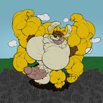 3_toes 4_arms 4_fingers antennae_(anatomy) anthro arm_tuft armpit_hair balls biceps big_muscles big_pecs biped black_eyes body_hair brown_claws brown_hair brown_nose city claws cloud crotch_tuft elbow_tuft erection eyebrow_through_hair eyebrows feet finger_claws fingers flexing fur genitals grey_mouth hair huge_muscles humanoid_genitalia humanoid_penis hyper hyper_armpit_hair hyper_muscles long_tongue looking_at_viewer male multi_arm multi_limb muscular nipples notched_ear nude open_mouth open_smile pecs penis sharp_teeth short_hair smile solo standing teeth toes tongue tongue_out translucent translucent_hair triceps tuft vein veiny_penis yellow_body yellow_fur deadlyrabitt disney lilo_and_stitch fan_character stitchils alien experiment_(lilo_and_stitch) 1:1 2022 digital_drawing_(artwork) digital_media_(artwork) flat_colors hi_res