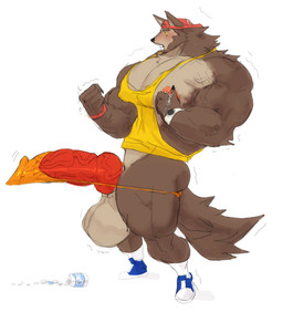 animal_genitalia animal_penis anthro backwards_baseball_cap backwards_hat balls baseball_cap big_balls big_muscles big_penis blush bodily_fluids canine_genitalia canine_penis clock clothed clothing drugs erection erection_under_clothing expansion footwear genital_expansion genitals growth hat headgear headwear himbofication huge_balls huge_muscles huge_penis hyper hyper_balls hyper_genitalia hyper_penis ineffective_clothing knot lactating male male_lactation milk muscle_growth muscular muscular_anthro muscular_male nipples pecs penis penis_expansion pills shirt shoes side_view simple_background socks solo tank_top tenting thick_thighs thong topwear underwear vein watch white_background wristband tora_gy mythology canid canine canis mammal mythological_canine mythological_creature werecanid werecanine werecreature werewolf wolf 2021 absurd_res hi_res