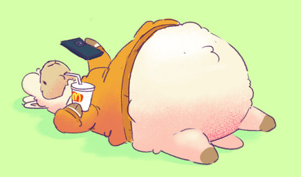 ambiguous_gender anthro belly beverage big_belly cellphone clothing container cup disposable_cup drinking drinking_straw electronics fur green_background holding_beverage holding_cellphone holding_container holding_cup holding_object holding_phone holding_smartphone lying on_back overweight overweight_anthro phone simple_background smartphone solo sweater topwear white_body white_fur wool_clothing bluescale_(artist) mcdonald's alpaca camelid mammal 2025 colored colored_sketch digital_drawing_(artwork) digital_media_(artwork) english_description shaded sketch