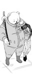 anthro belly blush bottomwear clothing dot_eyes duo hat headgear headwear hoodie hug human_on_anthro interspecies male overweight overweight_male pants simple_eyes topwear weapon nekokat42 one_piece bepo_(one_piece) trafalgar_law bear human mammal minkmen_(one_piece) polar_bear ursine 2023 hi_res monochrome