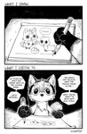 ambiguous_gender anthro drawing drawing_tablet electronics feral fur headphones neck_tuft open_mouth paper pencil_(object) solo speech_bubble stare text tuft silverfox5213 silverfox5213_(character) canid canine fox mammal red_fox true_fox 2025 comic english_text greyscale monochrome male_(lore)