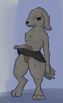 anthro bottomwear clothed clothing clothing_lift female flat_chested fur genitals grey_body grey_fur looking_at_viewer pussy skirt skirt_lift solo thick_thighs brick_(artist) the_nature_of_predators canid canine farsul_(the_nature_of_predators) mammal hi_res