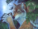 ambiguous_gender anthro green_eyes looking_at_viewer markings realistic solo whiskers goldenwolf canid canine canis mammal wolf 2012 distracting_watermark watermark