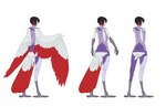 4_toes accessory anisodactyl black_hair bodysuit brown_eyes claws clothing digitigrade feathered_wings feathers feet finger_claws fingers grey_body grey_feathers grey_scales hair hair_accessory hairclip humanoid_pointy_ears long_hair looking_at_viewer male monster_girl_(genre) multicolored_body multicolored_feathers ponytail purple_bodysuit purple_clothing purple_skinsuit red_body red_feathers scales scuted_arms scutes short_hair simple_background skinsuit solo standing tail tail_feathers talons tight_clothing toe_claws toes tuft unitard white_background wings madiblitz european_mythology greek_mythology mythology alto_saotome animal_humanoid avian avian_humanoid bird bird_humanoid harpy humanoid mythological_avian mythological_creature absurd_res hi_res model_sheet