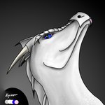 blue_eyes color_swatch feral head_back horn male scales simple_background smile solo tongue tongue_out white_body white_scales xymor mythology xymor_(character) dragon mythological_creature mythological_scalie scalie 1:1 absurd_res hi_res shaded simple_shading