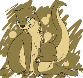 ambiguous_gender blue_eyes feral looking_at_viewer solo tail thick_tail toony classified-crud fizzy_coke mammal mustelid otter brown_theme source_request