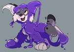 ambiguous_gender feral goo_transformation happy mid_transformation purple_slime simple_background slime solo transformation pastelcore domestic_cat felid feline felis lynx mammal