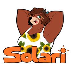 anthro badge biped black_nose brown_body brown_fur brown_hair clothing countershade_face countershade_fur countershading cute_fangs dipstick_ears dress ear_markings ear_tuft eyebrows eyelashes fangs female floral_pattern fur green_eyes hair hands_behind_head markings multicolored_ears one_eye_closed open_mouth simple_background snout solo teeth text tuft white_background wink cathodegaytube solari_(bearnaise) bear cinnamon_bear mammal 2026 absurd_res bust_portrait character_name hi_res portrait trans_(lore) trans_woman_(lore)