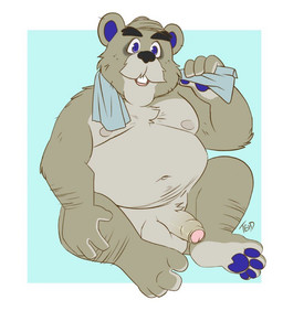 anthro balls belly brown_body brown_fur buckteeth facial_hair flaccid foreskin freckles fur genitals male mature_male moobs mustache navel nipples nude overweight pawpads penis solo teeth towel tbid animal_crossing nintendo chip_(animal_crossing) beaver mammal rodent