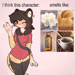 absolute_territory anthro beverage bread chest_tuft clothing coffee female flower food legwear looking_at_viewer markings one_eye_closed plant soap solo spots spotted_body stockings text tuft uniform wink winking_at_viewer milnegake_cherret sodapop_sprays star_trek star_trek_the_original_series m'rall_bayleaf_(milnegake_cherret) caitian cheetah felid feline mammal 1:1 english_text hi_res meme