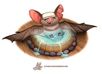 ambiguous_gender bath bathtub brown_body brown_fur claws eyes_closed fangs feral fur humor membrane_(anatomy) membranous_wings open_mouth pun simple_background solo teeth towel visual_pun water white_background wings wood piper_thibodeau bat mammal digital_media_(artwork) digital_painting_(artwork) painting_(artwork)