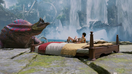 ambiguous_gender bed bestiality clothed clothing day duo feral furniture human_on_feral interspecies jumping jumping_on_another jumping_on_bed larger_feral lying male male/ambiguous male_on_feral on_back on_bed outside overweight overweight_ambiguous overweight_feral quadruped size_difference smaller_human waterfall ivorylagiacrus pb472 sound_warning capcom monster_hunter mythology dragon human leviathan_(mh) mammal mythological_creature mythological_scalie scalie uth_duna 16:9 3d_(artwork) 3d_animation animated digital_media_(artwork) hi_res high_framerate short_playtime sound webm widescreen