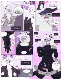 anthro anthro_on_anthro armwear black_armwear black_bodysuit black_clothing black_elbow_gloves black_gloves black_handwear black_latex black_legwear black_skinsuit black_stockings black_thigh_highs bodily_fluids bodysuit bound clothing collar cuff_(restraint) dominant dominant_anthro dominant_male drooling duo elbow_gloves electronics eyewear glasses gloves hair handcuffs handwear headphones horn hypnosis hypnotic_visor kneeling latex latex_armwear latex_bodysuit latex_clothing latex_elbow_gloves latex_gloves latex_handwear latex_legwear latex_skinsuit latex_stockings latex_thigh_highs legwear long_hair male male/male metal_cuffs mind_control nude null_bulge open_mouth purple_horn restraints saliva skinsuit stockings submissive submissive_male tail text thigh_highs tight_clothing visor white_hair jintally felid mammal pantherine snow_leopard absurd_res comic english_text hi_res