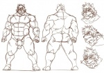 anthro backsack balls butt eye_patch eyewear flaccid genitals humanoid_genitalia humanoid_penis male multiple_poses muscular muscular_anthro muscular_male navel nude pecs penis pose simple_background solo white_background dandoo drakuun dard felid mammal model_sheet monochrome sketch