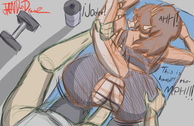 abstract_background anal anal_penetration anthro anthro_penetrated big_butt bottle brown_hair bubble_butt butt clothed clothed_sex clothing container curvy_figure dialogue doggystyle dumbbell duo erection exercise_clothing facial_horn female female_on_human female_penetrated first_person_view from_behind_position genitals hair head_spikes horn human_on_anthro human_penetrating human_penetrating_anthro human_penetrating_female human_pov interspecies leggings legwear light-skinned_male light_body light_skin long_hair long_tail male male/female male_on_anthro male_penetrating male_penetrating_anthro male_penetrating_female male_pov multicolored_body multicolored_scales nose_horn orange_body orange_scales penetration penile penis pubes scales sex spiked_tail spikes spikes_(anatomy) tail tail_grab tan_body tan_scales text thick_thighs torn_clothing torn_leggings torn_legwear two_tone_body two_tone_scales voluptuous voluptuous_anthro voluptuous_female water_bottle weights wide_hipped_anthro wide_hipped_female wide_hips workout_clothing joebamna cavemanon_studios goodbye_volcano_high ko_op_(game_developer) snoot_game anon_(snoot_game) rosa_(gvh) aquilops ceratopsian dinosaur human mammal marginocephalian ornithischian prehistoric_species reptile scalie 2026 artist_name digital_drawing_(artwork) digital_media_(artwork) english_text hi_res signature spanish_text