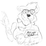 anthro breasts eyewear female glasses smoking min_(artist) scaramouche_rotbelly gnoll hyena mammal 1:1 hi_res monochrome