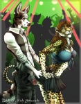 anthro bodyguard_position border bottomwear canid canine canis clothed clothed_sex clothing disco domestic_dog duo erection felid female female_penetrated from_behind_position genitals grey_eyes hoshi_kitsunuki jaguar knot male male/female male_penetrating male_penetrating_female mammal open_bottomwear open_clothing open_mouth open_pants pantherine pants party penetration penile penile_penetration penis penis_in_pussy public rave sex shirt smile spots standing standing_sex topwear vaginal vaginal_penetration vest