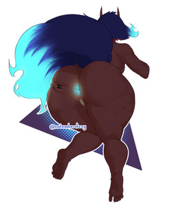 2_horns anus big_butt black_nails blue_anus blue_hair blue_inner_vulva blue_tail brown_body brown_skin butt colored_nails feet female genitals glowing glowing_anus glowing_genitalia glowing_hair_tips glowing_tail_tip glowing_vulva hair horn huge_butt huge_thighs markings nails rear_view red_hair_tips sharp_nails short_hair simple_background solo spread_butt spreading straight_horn tail thick_thighs vulva white_background wizardo notemberdizzy_(character) demon demon_humanoid humanoid hi_res signature