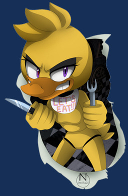 anthro beak breaking_the_fourth_wall breasts cutlery featureless_breasts female fork kitchen_utensils knife machine non-mammal_breasts simple_background solo tools transparent_background n-steisha25 five_nights_at_freddy's scottgames chica_(fnaf) animatronic avian bird chicken galliform phasianid robot alpha_channel hi_res