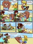 2013 3:4 anthro babystar biped bottomwear camera canid canine canis clothing comic detailed_background dialogue digital_media_(artwork) eeveelution english_text eyes_closed female flareon fox fur gemma_polson generation_1_pokemon hair hi_res hybrid male mammal nicole_murdock nintendo pants pokemon pokemon_(species) rasile_murdock rodent sciurid shirt souffle_murdock standing text topwear tree_squirrel wolf young young_anthro zeezee_murdock