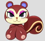 anthro black_eyes breasts brown_body brown_fur female fur hand_on_breast looking_at_viewer nipples simple_background solo squirrel_tail tail nebssik animal_crossing nintendo pecan_(animal_crossing) mammal rodent sciurid tree_squirrel 2021 bust_portrait portrait