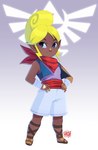 5_fingers blonde_hair clothing dark_body dark_skin feet female fingers footwear hair humanoid_pointy_ears not_furry pointy_ears sandals scarf shoes simple_background solo toes tovio_rogers nintendo the_legend_of_zelda wind_waker pirate_leader_tetra humanoid hylian 2019 hi_res signature