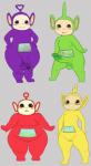 antennae_(anatomy) balls blush erection female flaccid foreskin genitals grey_background male not_furry penis pussy simple_background solo pdxyz teletubbies dipsy_(teletubbies) laa-laa_(teletubbies) po_(teletubbies) tinky_winky_(teletubbies) humanoid teletubby hi_res multiple_images